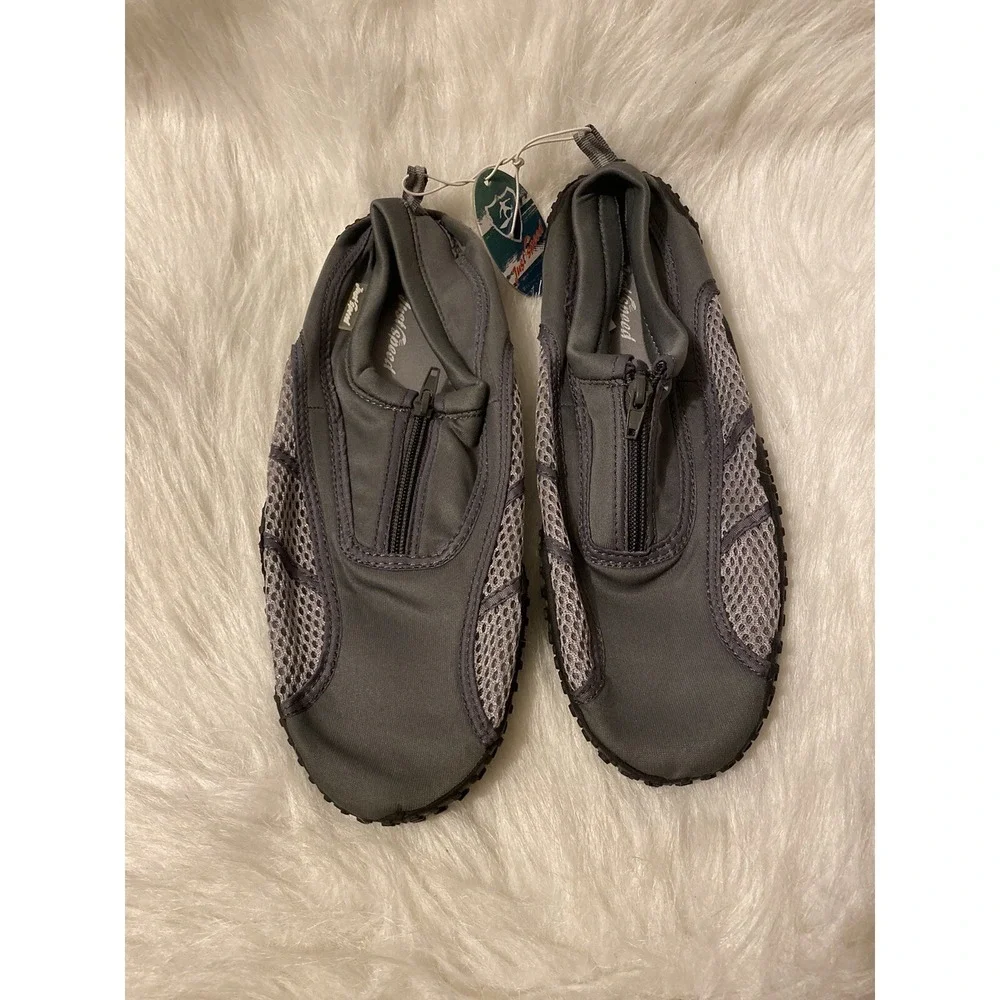 Just Speed Water Shoes Mens Size 11 Gray Front Zip Beach Wear‎